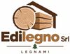 Logo di Edilegno Srl con un tronco e cataste di legname nei toni del marrone