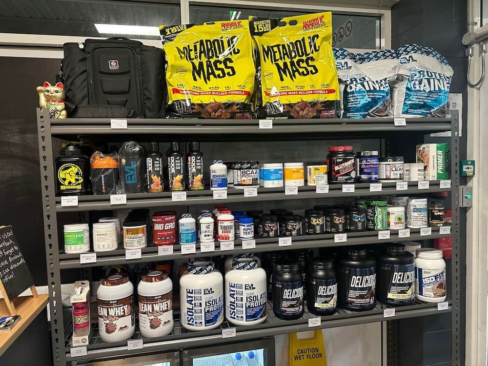 A Shelf Filled With Lots Of Different Types Of Supplements — Maxenergy Fitness In Smithfield, QLD