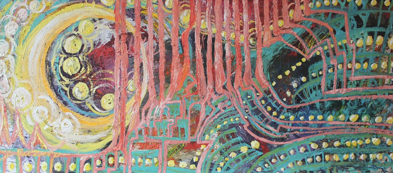 Moon Bunnies oil painting by Mel Ohlinger NEENAH WISCONSIN ARTIST VETERAN ARTIST WOMAN ARTIST