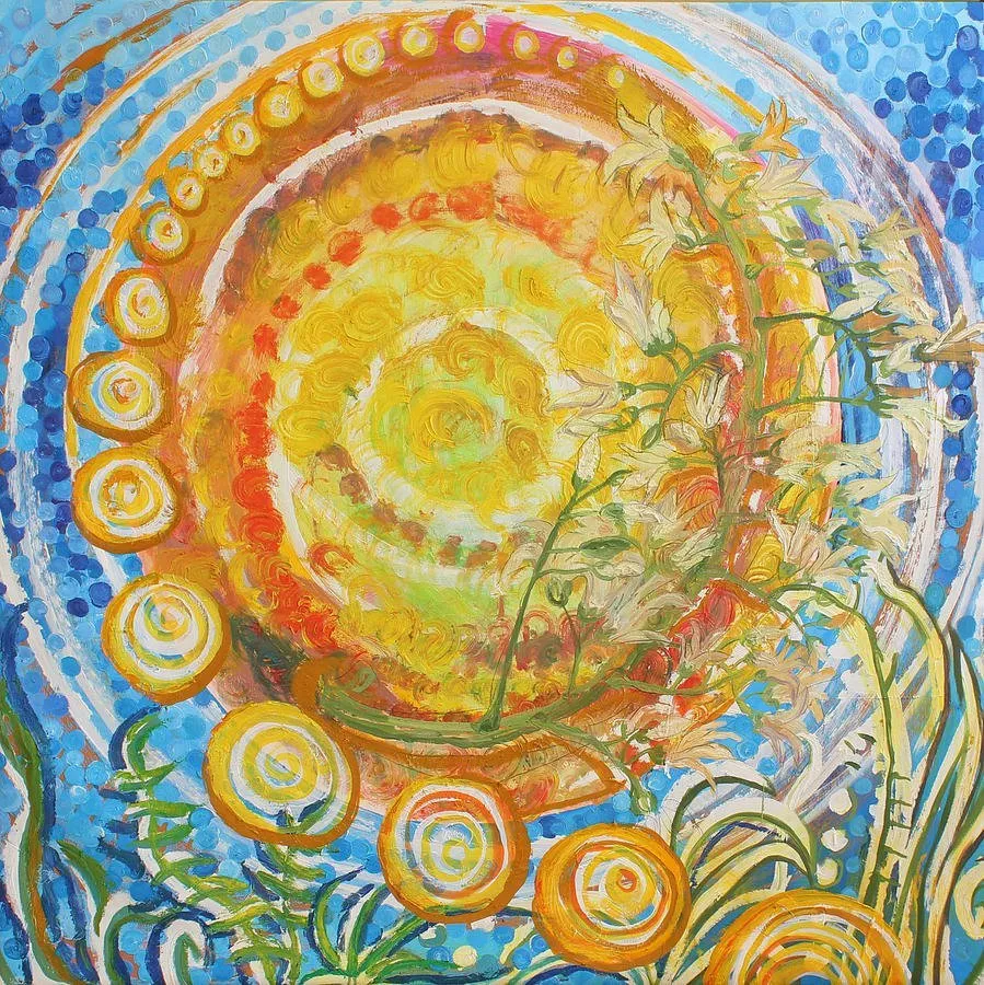 Sun Circles oil painting by Mel Ohlinger. A Wisconsin Artist, Navy Veteran Artist, Woman Artist