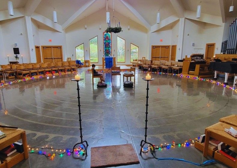 Church of the Servant sanctuary set up for Labyrinth walking