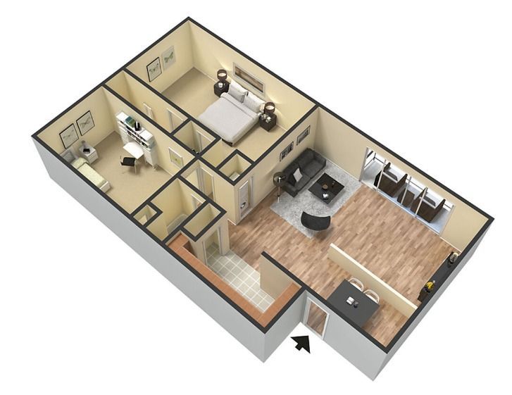 2 Bed, 2 Bath Floor Plan