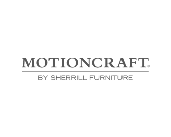 A logo for motioncraft by sherrill furniture on a white background.