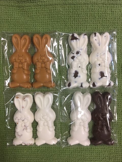 Candy - Assorted Easter Bunnies  - Carob, Yogurt, and Peanut Butter Candy  2 Pcs.
