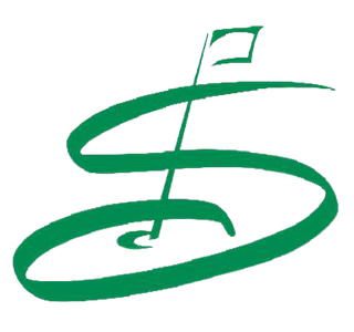 Green golf flag in a cursive letter "S" logo.