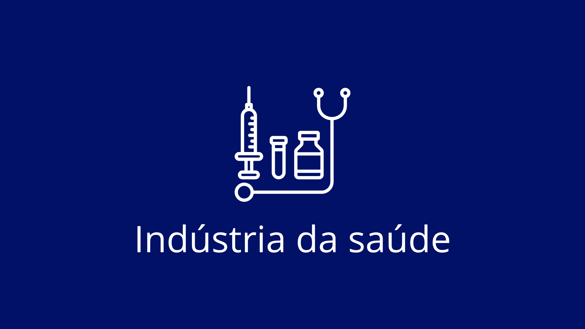 Um fundo azul com um estetoscópio, uma seringa e uma garrafa.