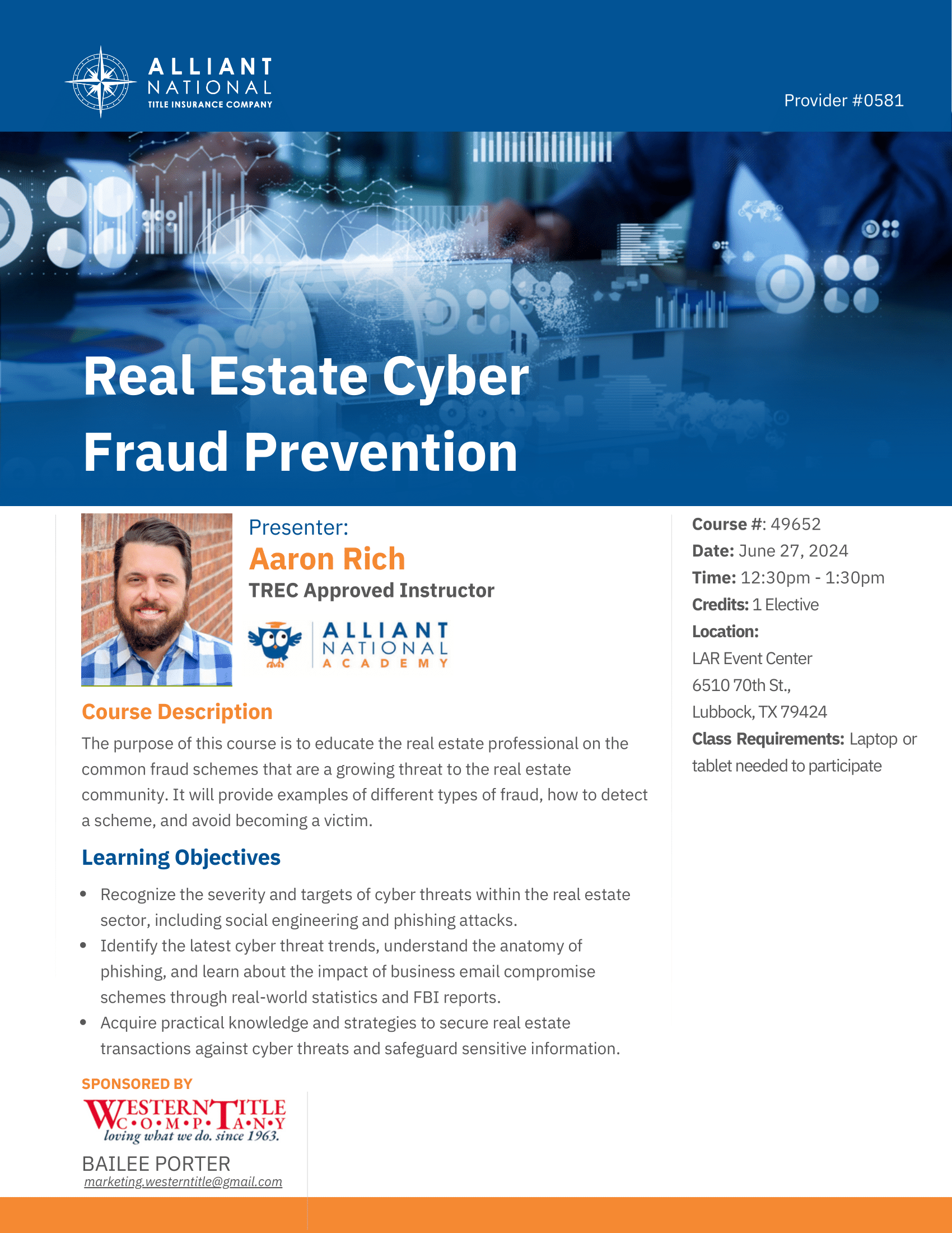 Realtor Continuing Education Lubbock, TX Western Title