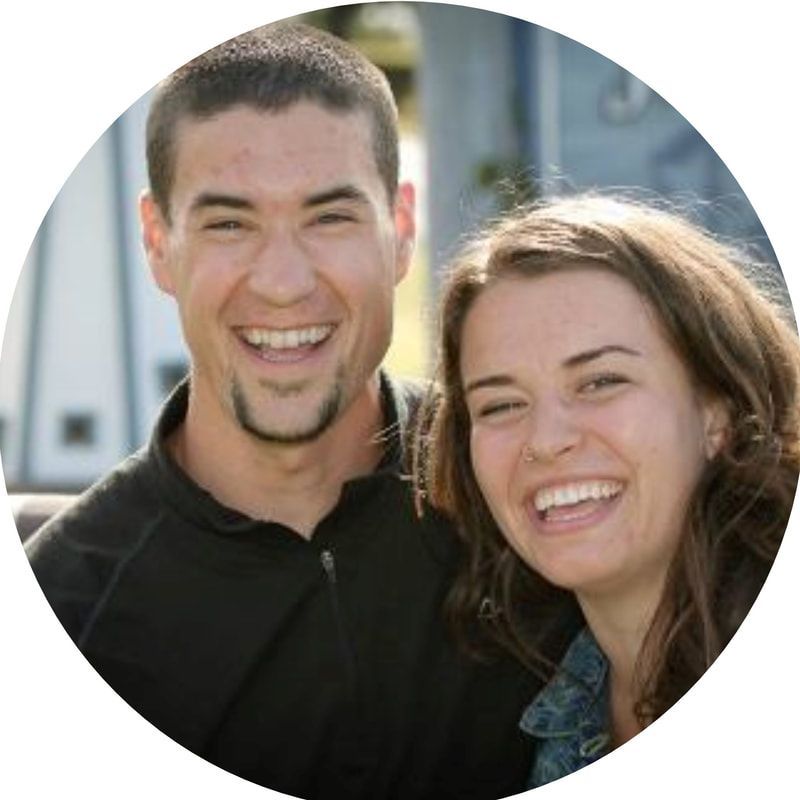 A man and a woman are smiling for the camera in a circle.