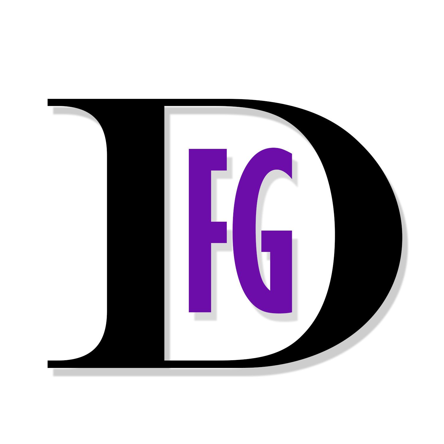 A black letter d with purple fg on it