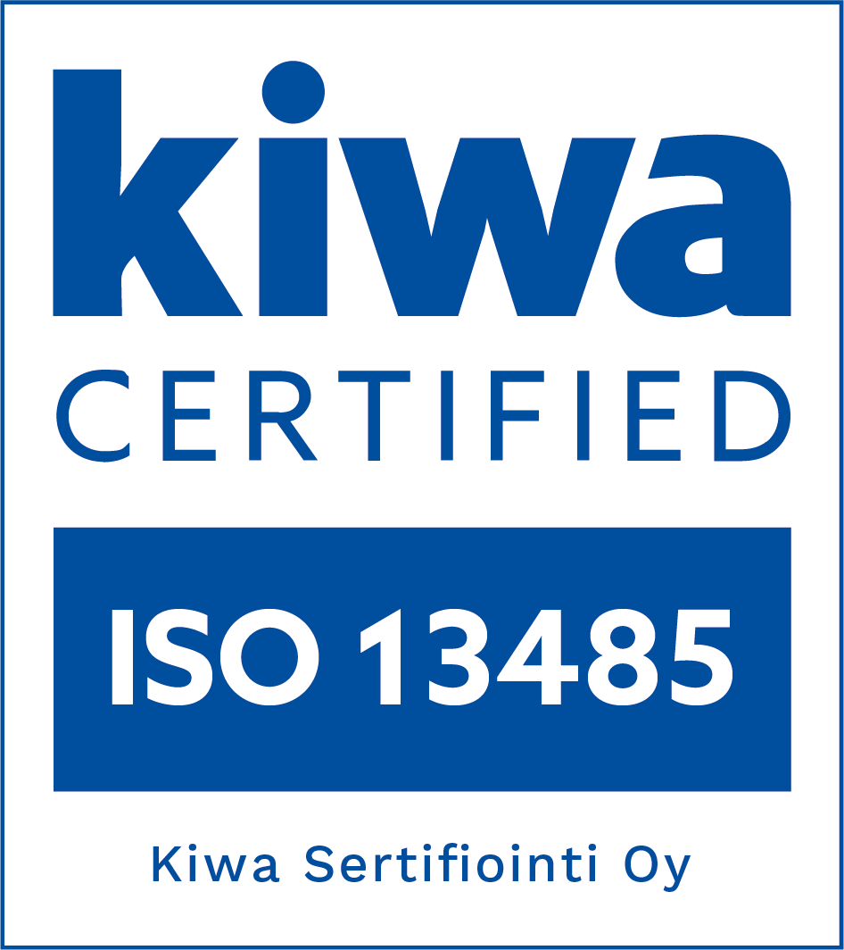 Kiwa Certified logo: blue text