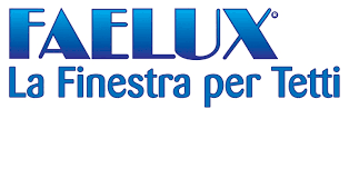 FAELUX logo with blue text and the tagline “La Finestra per Tetti”