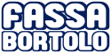 Logo di Fassa Bortolo in blu e bianco con testo stilizzato.