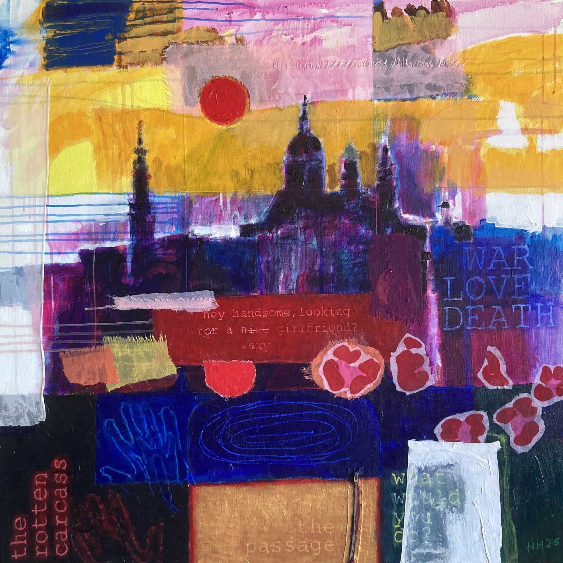Close your eyes and you're there, acrylic paint and mixed-media on canvas, 100x100cm, 2026.