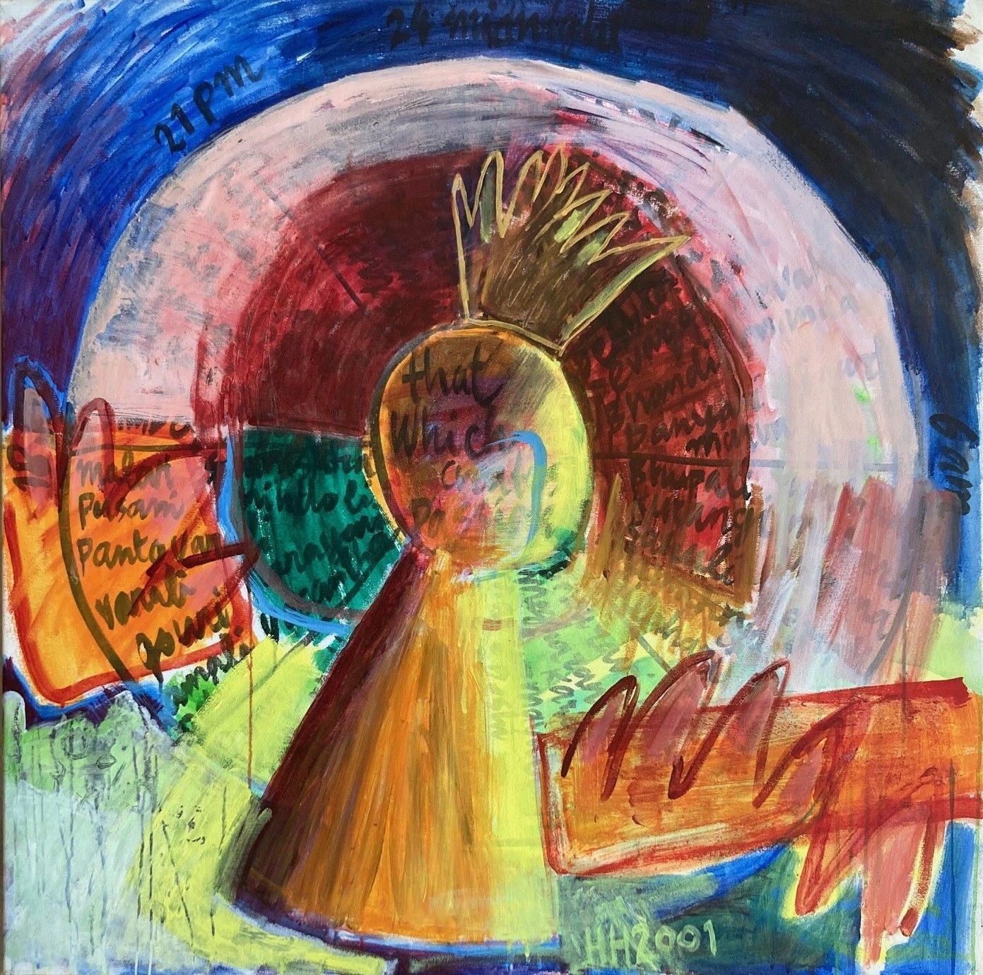 Raga II, acrylic on canvas, 100x100cm, 2001. Part of a triptych (center  part) from the series The Indian Paintings, made during a painting sabbatical in Cochin, Kerala, India.