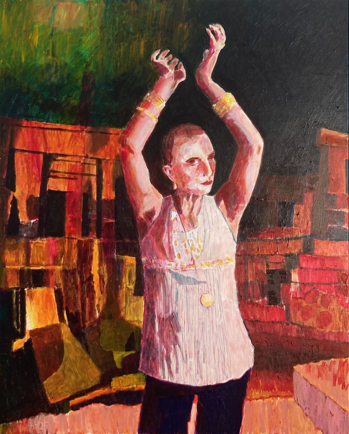 Pavane for a Dreaming Princess I, acrylic paint on canvas, 150x120cm, 2025, Hennie Huijgens.