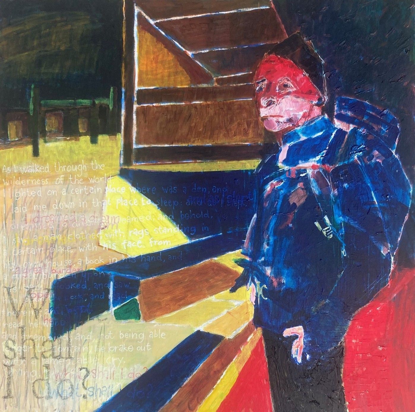 The Pilgrim's Progress, acrylic on canvas, 100x100cm, 2026.