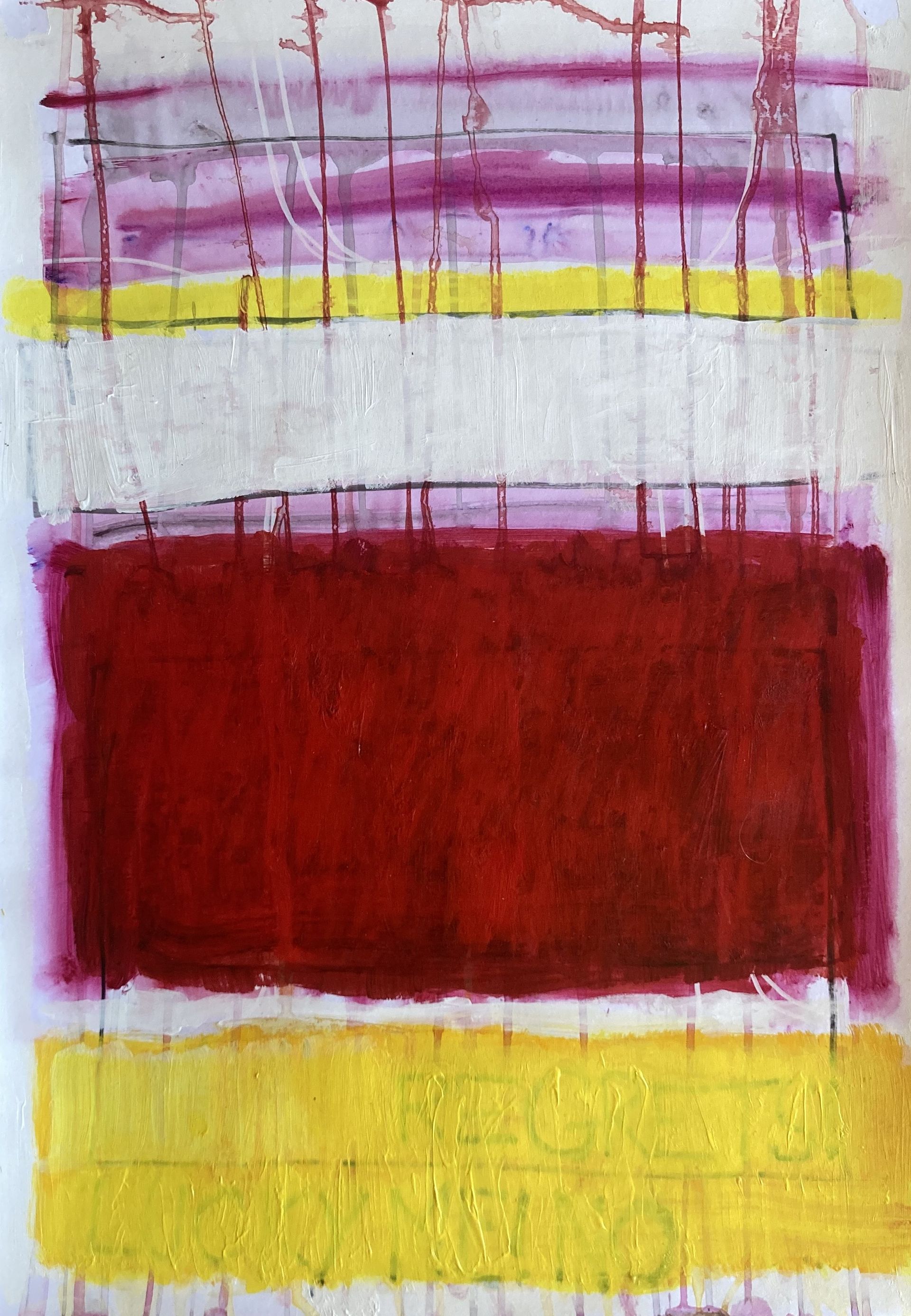 Portrait of a broken bag VIII (Lucky me! No Regrets!), acrylic paint on canvas, 100x100cm, 2026.