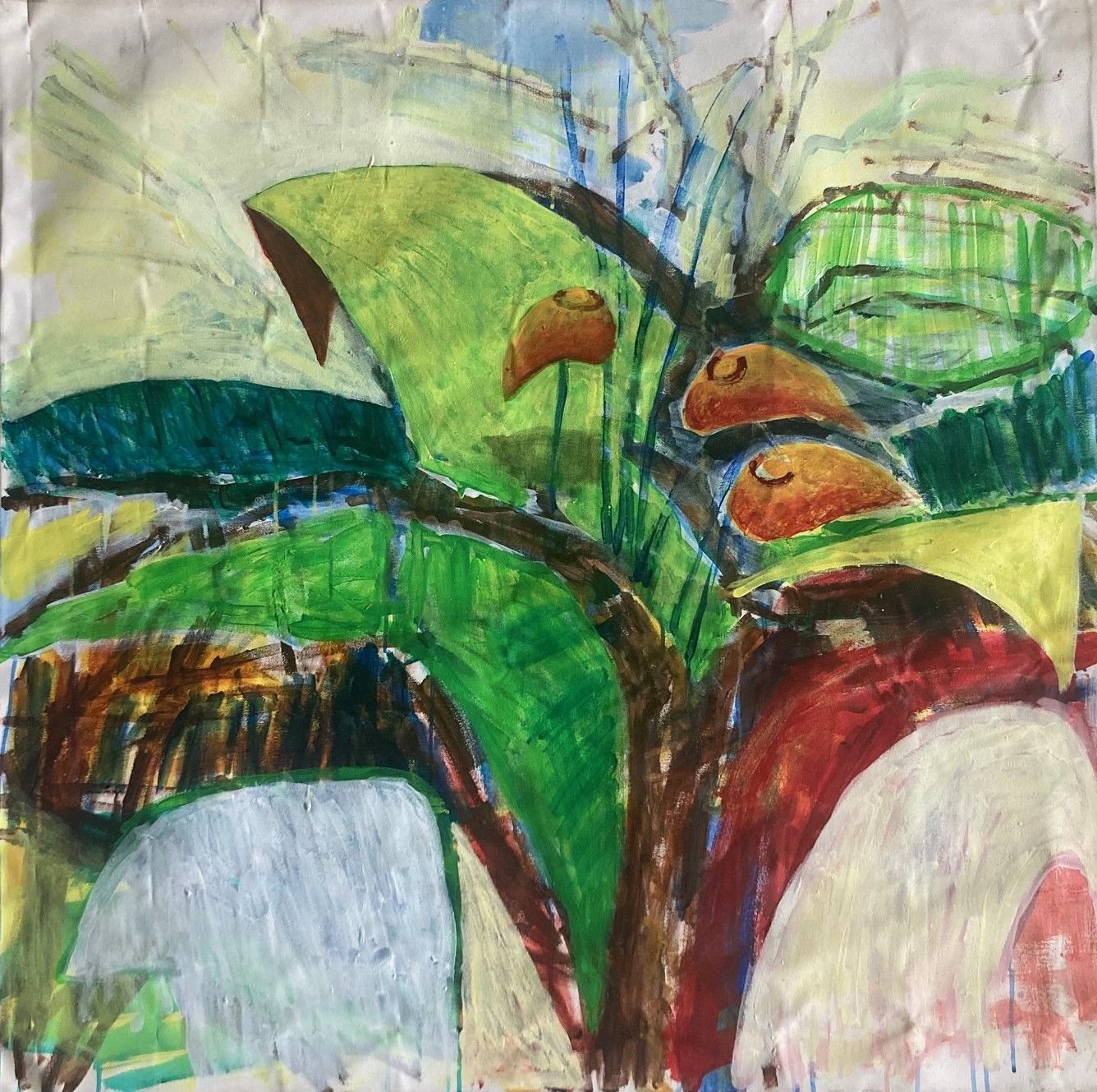 Raga IV, acrylic on canvas, 100x100cm, 2001. Painting from the series The Indian Paintings, made during a painting sabbatical in Cochin, Kerala, India.