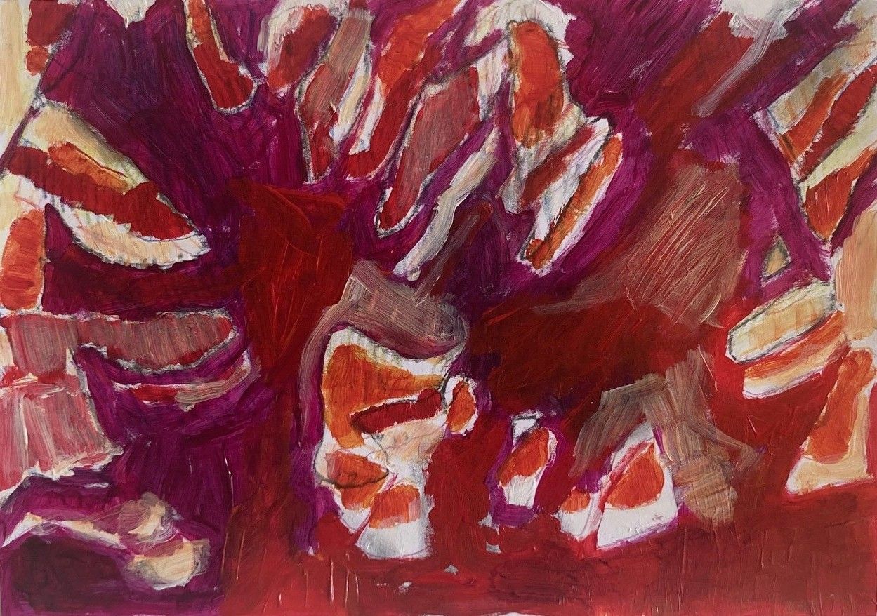 Shadows of Perception 4, acrylic paint and mixed medium on paper, 29.7 x 42 cm, 2025.