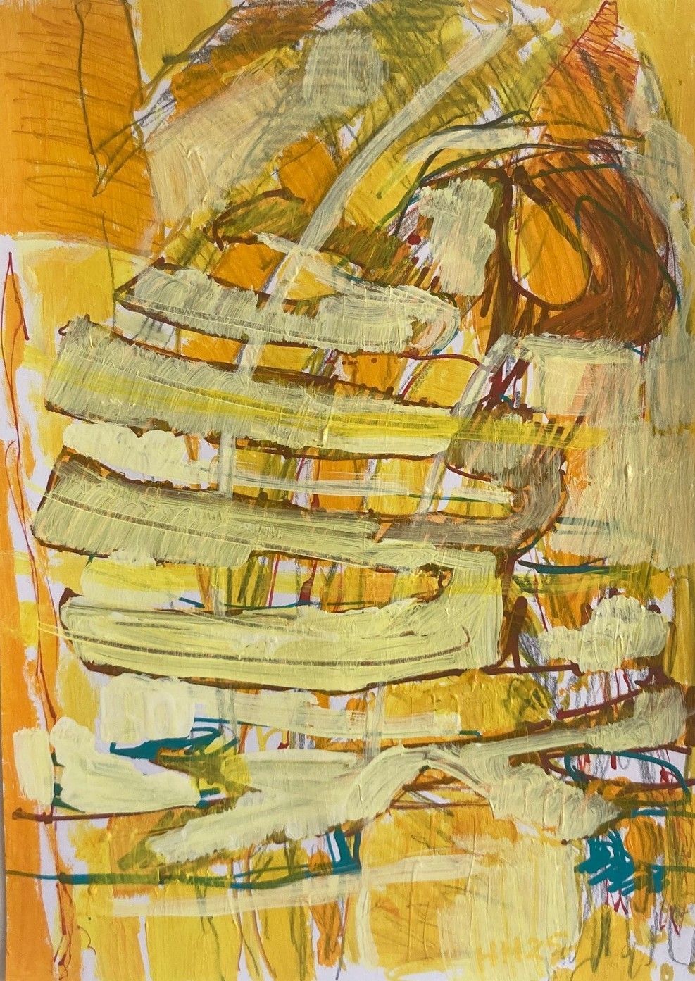 Shadows of Perception 5, acrylic paint and mixed medium on paper, 29.7 x 42 cm, 2025.
