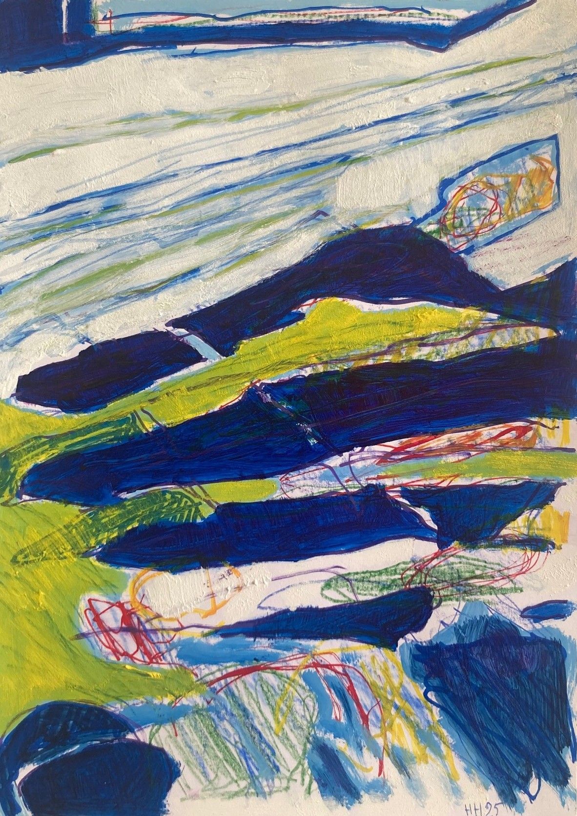 Shadows of Perception 7, acrylic paint and mixed medium on paper, 29.7 x 42 cm, 2025.
