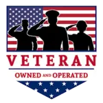A logo that says veteran owned and operated