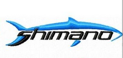 A shimano logo with a blue shark on a white background.