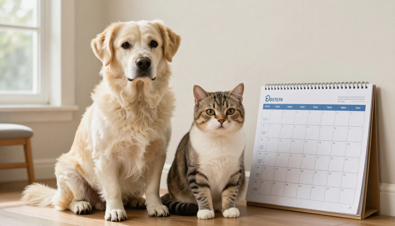 Perro y gato recibiendo cuidados preventivos