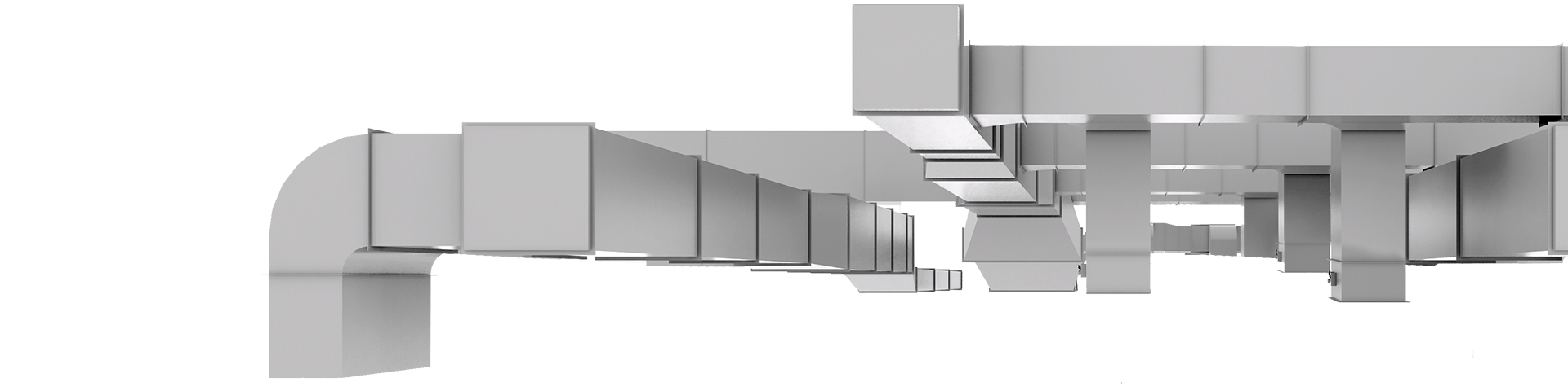Gray ventilation ducts in a building.