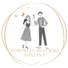Logo with a couple, butterflies, and text "Antichit&agrave; e Restauro Fontana".