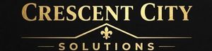 Crescent City Solutions logo in gold text on a black background with thin gold lines