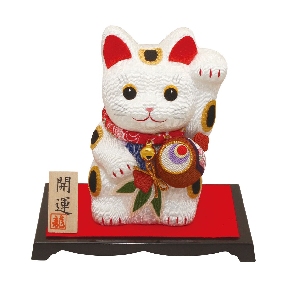 (現貨)京都龍虎堂 日本製 開運招財貓 人造絲綢擺飾 小槌/鯛魚款 玄關招財 開店送禮