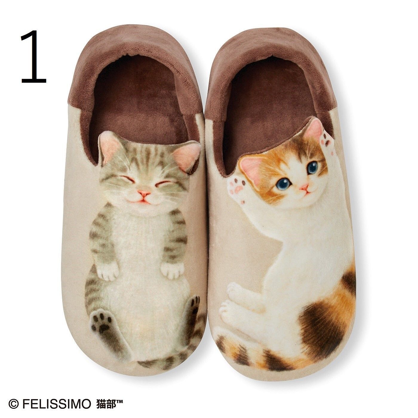 (現貨)日本FELISSIMO 貓部｜小貓仰躺療癒室內拖鞋
