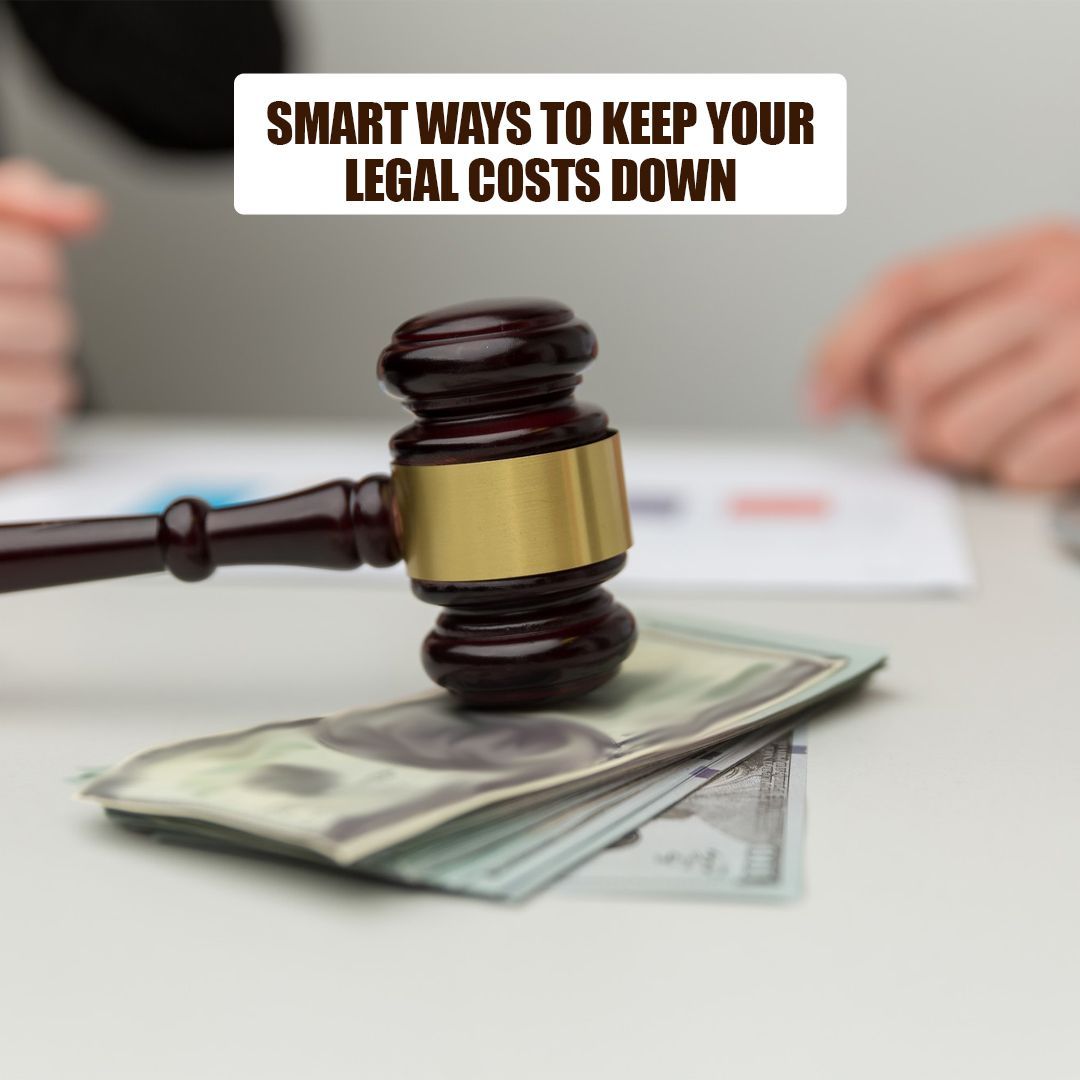 A gavel rests on top of a stack of money, with a person blurred in the background. Text above reads,