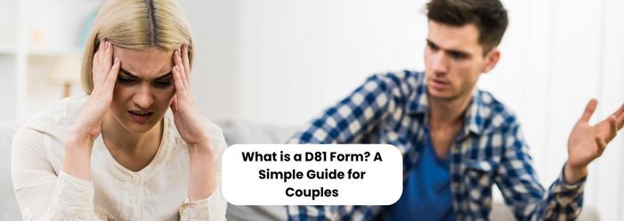 Upset couple arguing on a sofa, illustrating stress and confusion about the D81 form