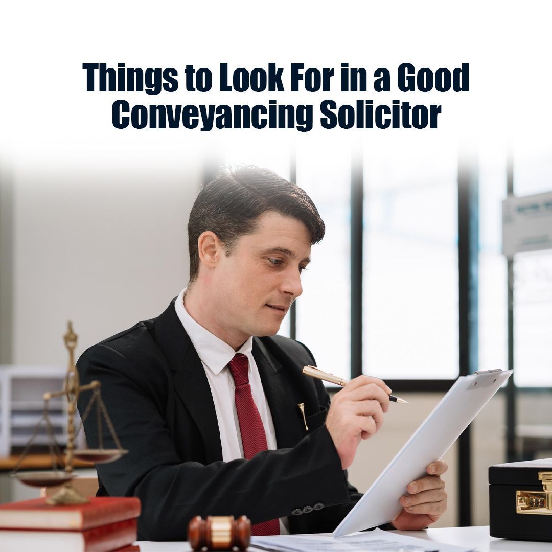 A man in a suit holding a clipboard, likely a solicitor. Text above reads: