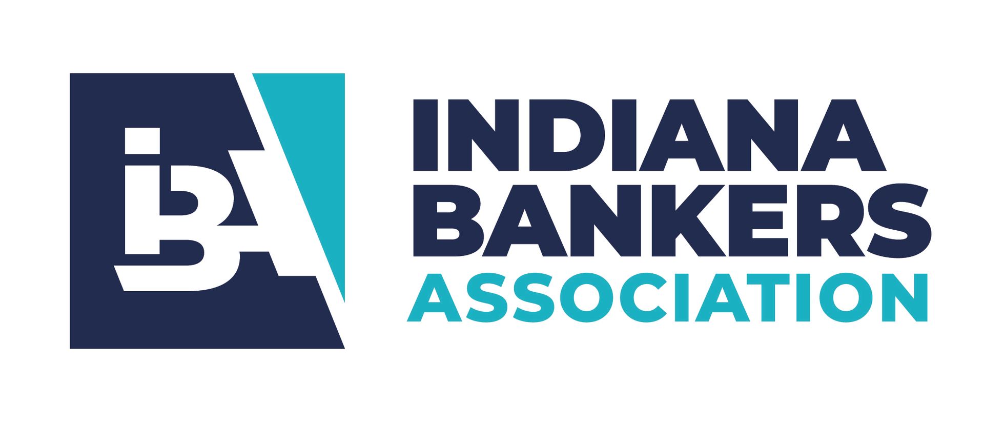 Indiana Bankers Association logo in navy, white, and teal