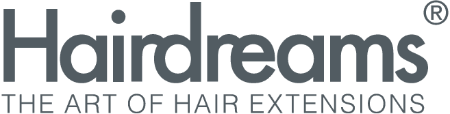 Logo Hairdreams: testo grigio su sfondo bianco.