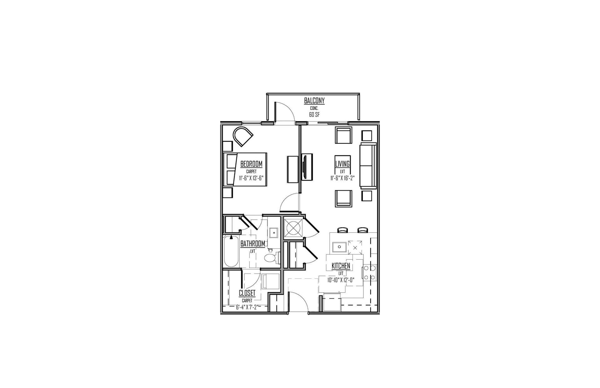 The Cosmo at Noda Floor Plan - Unit A – 1 Bed/1 Bath