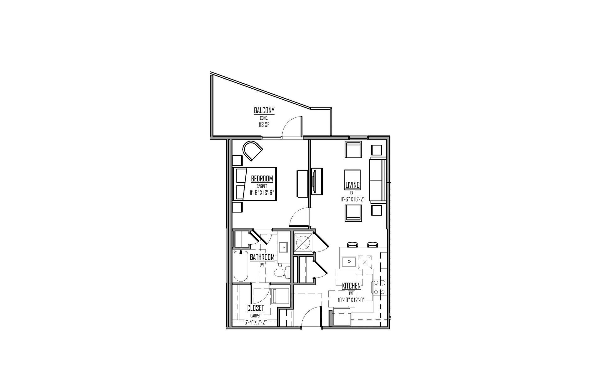 The Cosmo at Noda Floor Plan - Unit A1.1 – 1 Bed/1 Bath