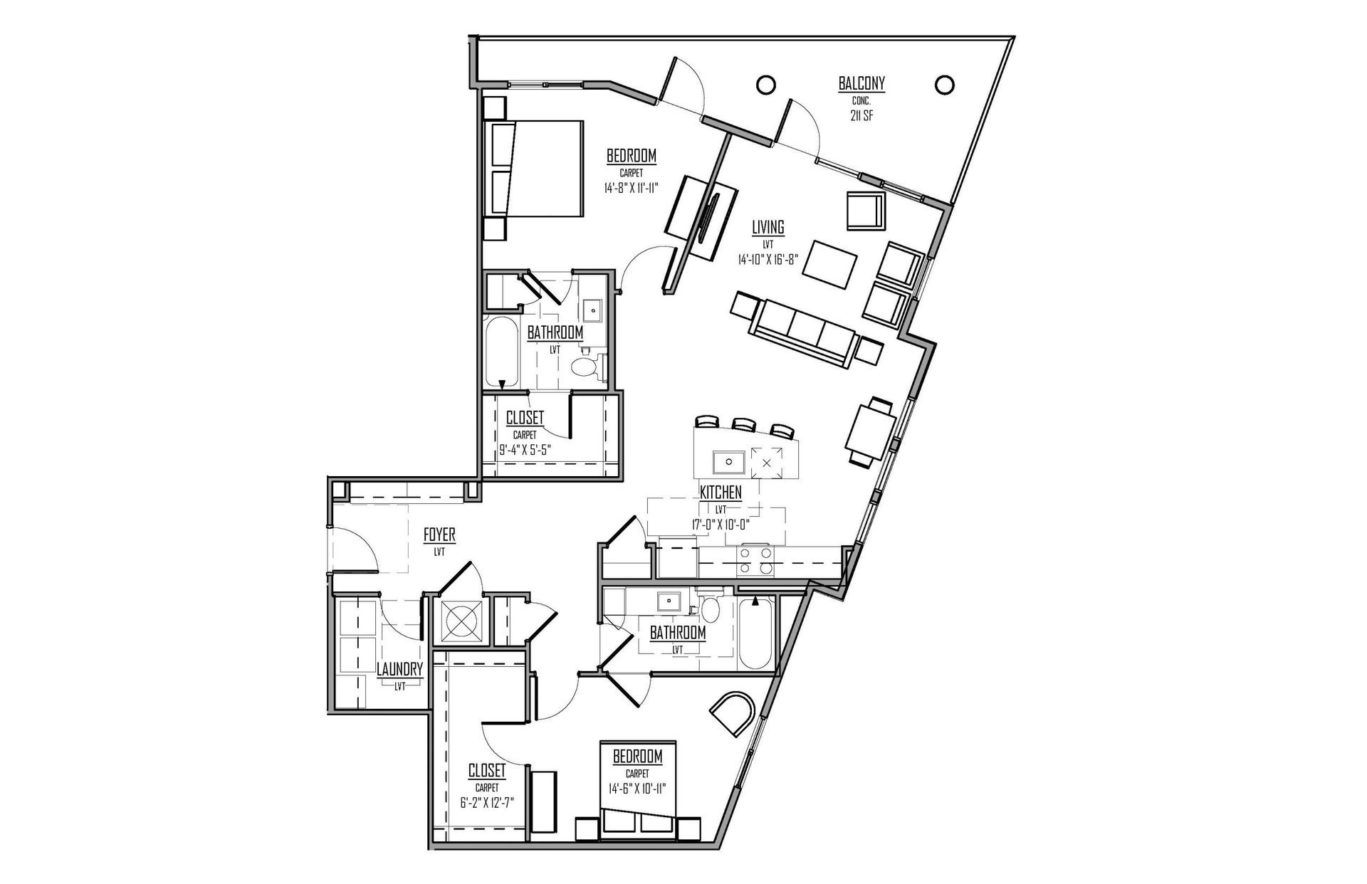 The Cosmo at Noda Floor Plan - Unit E – 2 Bed/2 Bath