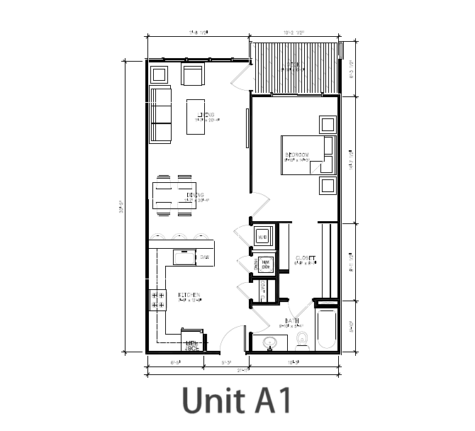 Catherine 36 Floor Plan - Unit A1 – 1 Bed / 1 Bath
