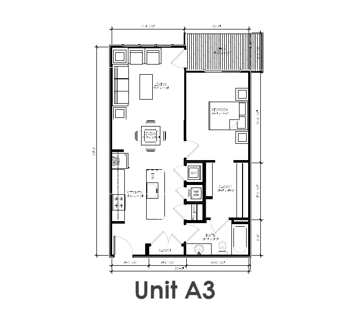 Catherine 36 Floor Plan - Unit A3 – 1 Bed / 1 Bath