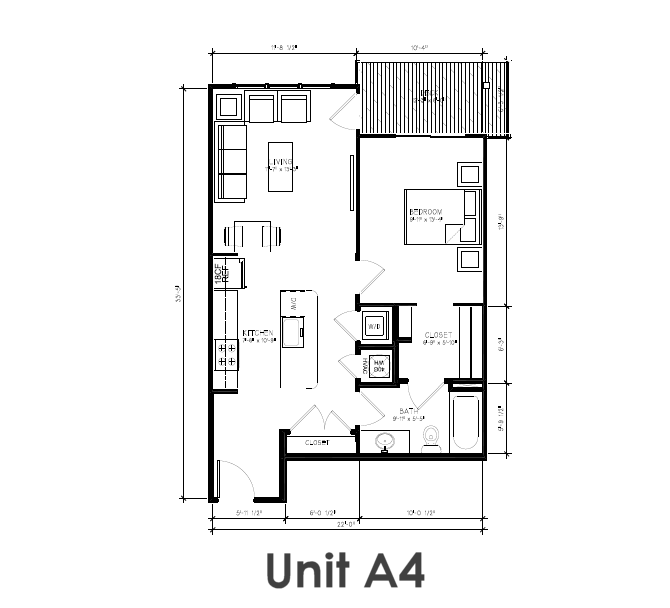 Catherine 36 Floor Plan - Unit A4 – 1 Bed / 1 Bath