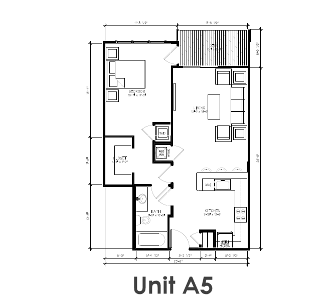 Catherine 36 Floor Plan - Unit A5 – 1 Bed / 1 Bath