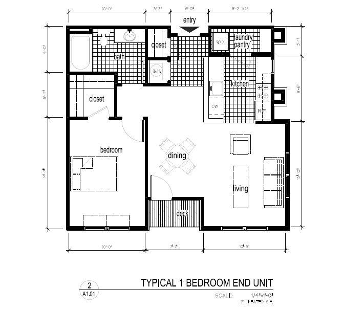Noda 20 Floor Plan - 1 Bed / 1 Bath End Unit