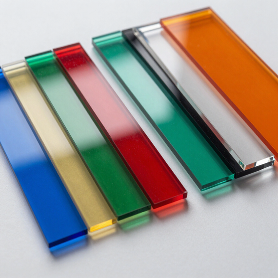 Esempi di colorazioni e trasparenze del plexiglass
