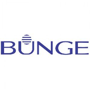 O logotipo da bunge é azul e branco e tem uma abelha.
