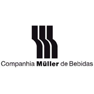 A black and white logo for companhia muller de bebidas