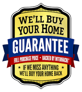 Gold crest badge with blue and red banners stating: 